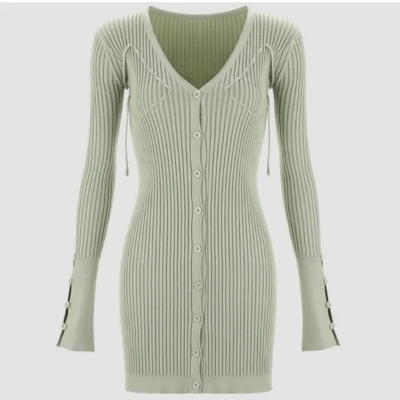 Cider | Dresses | Cider Sage Green Knit Ribbed Dress | Poshmark